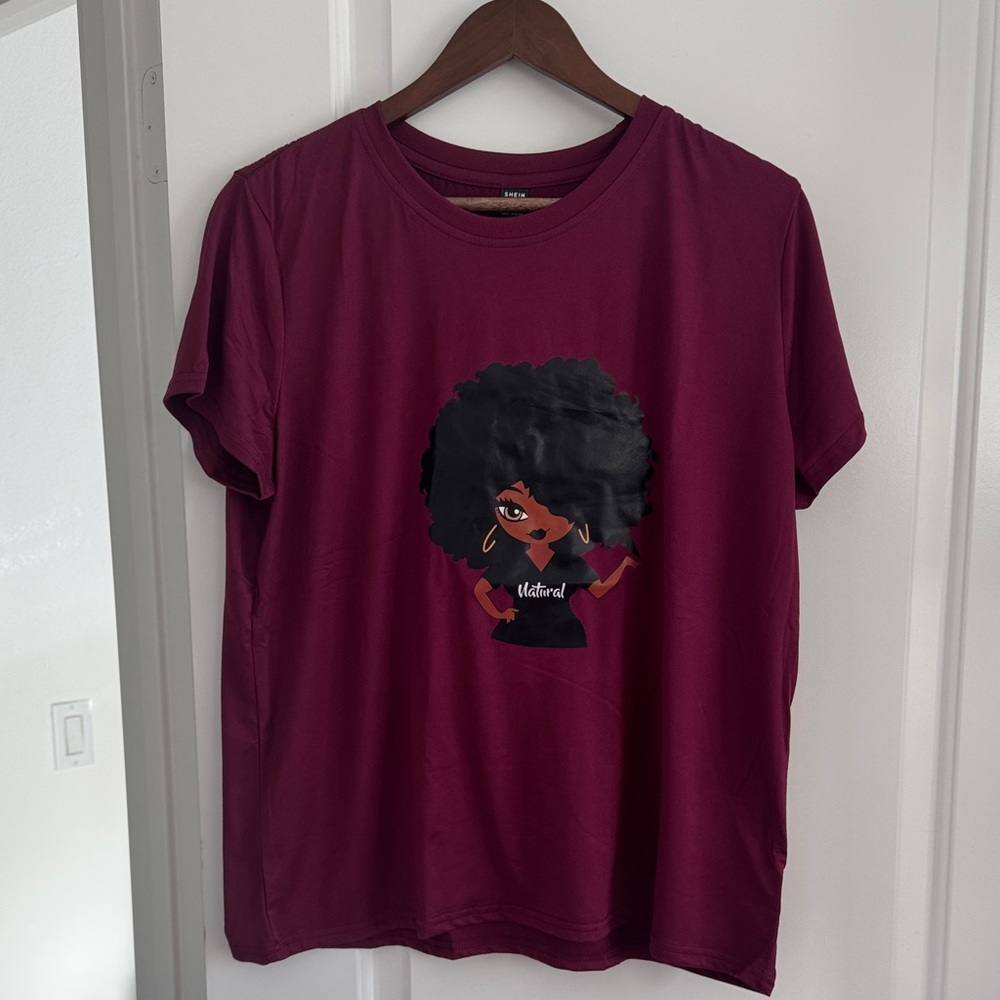 SHEIN Burgundy Graphic Tee